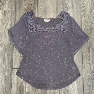 NWOT Anthropologie Deletta Relaxed Purple Short Sleeve Knit Blouse